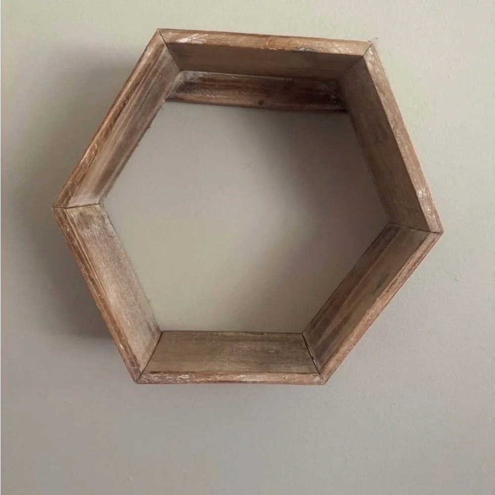Hexagonal Wooden Wall Shelf